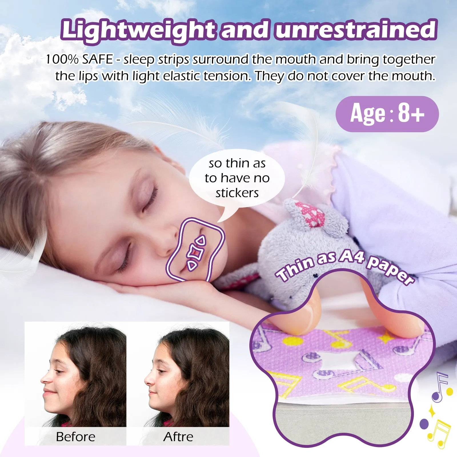 Elaimei Kids Sleep Strips, Nasal Breathing Support