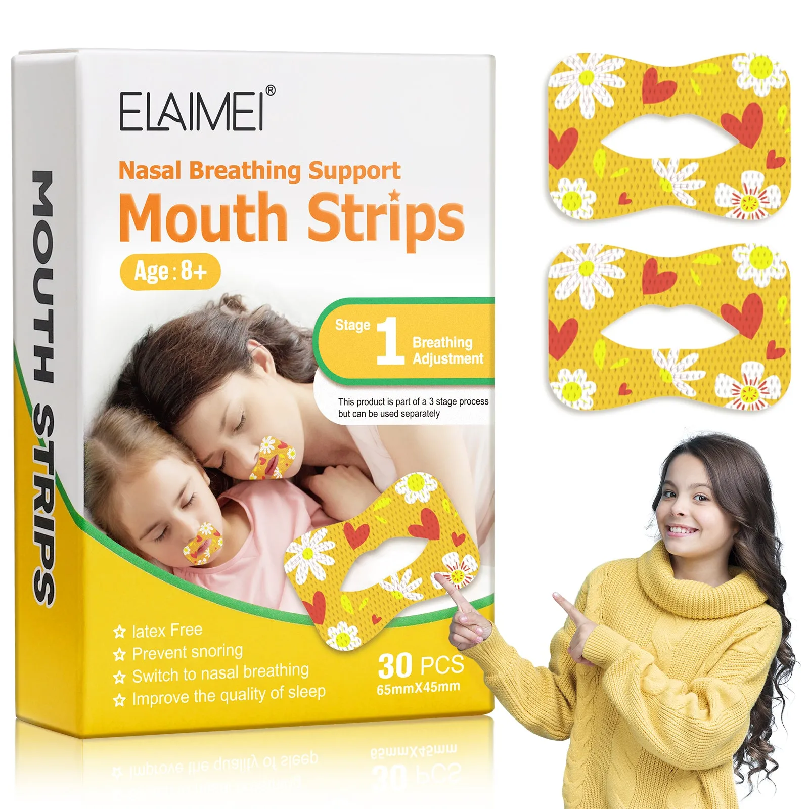 Elaimei Kids Sleep Strips, Nasal Breathing Support