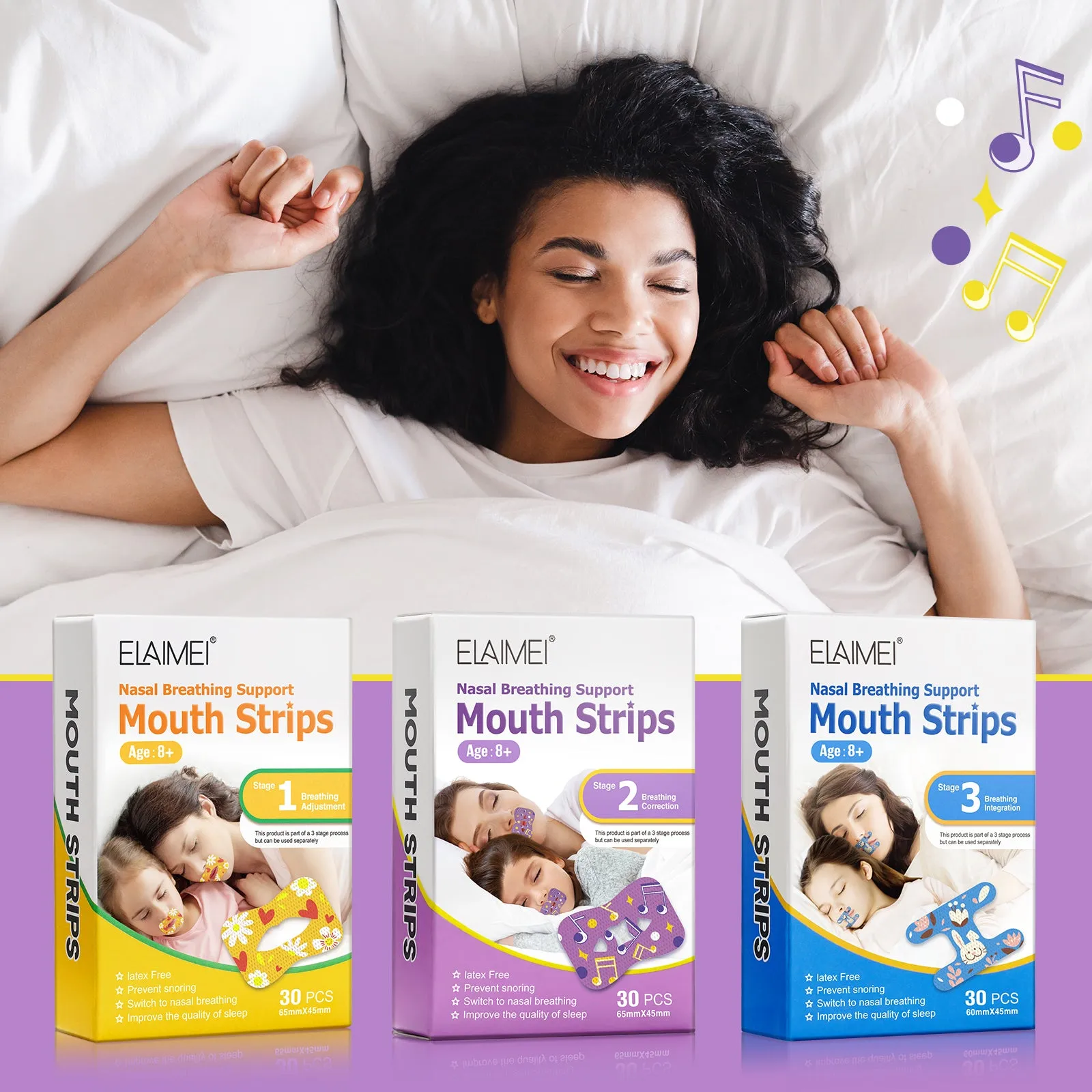 Elaimei Kids Sleep Strips, Nasal Breathing Support