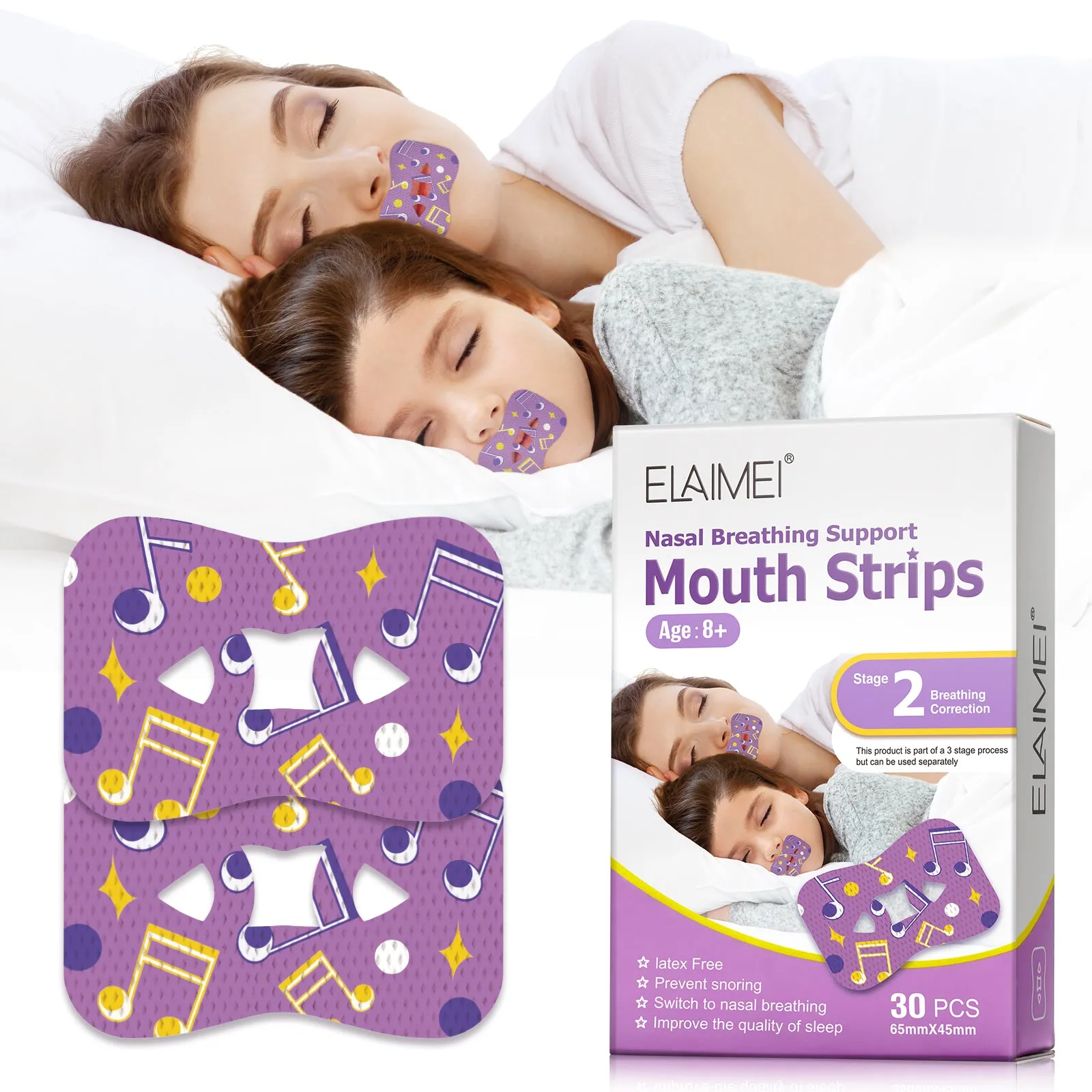 Elaimei Kids Sleep Strips, Nasal Breathing Support