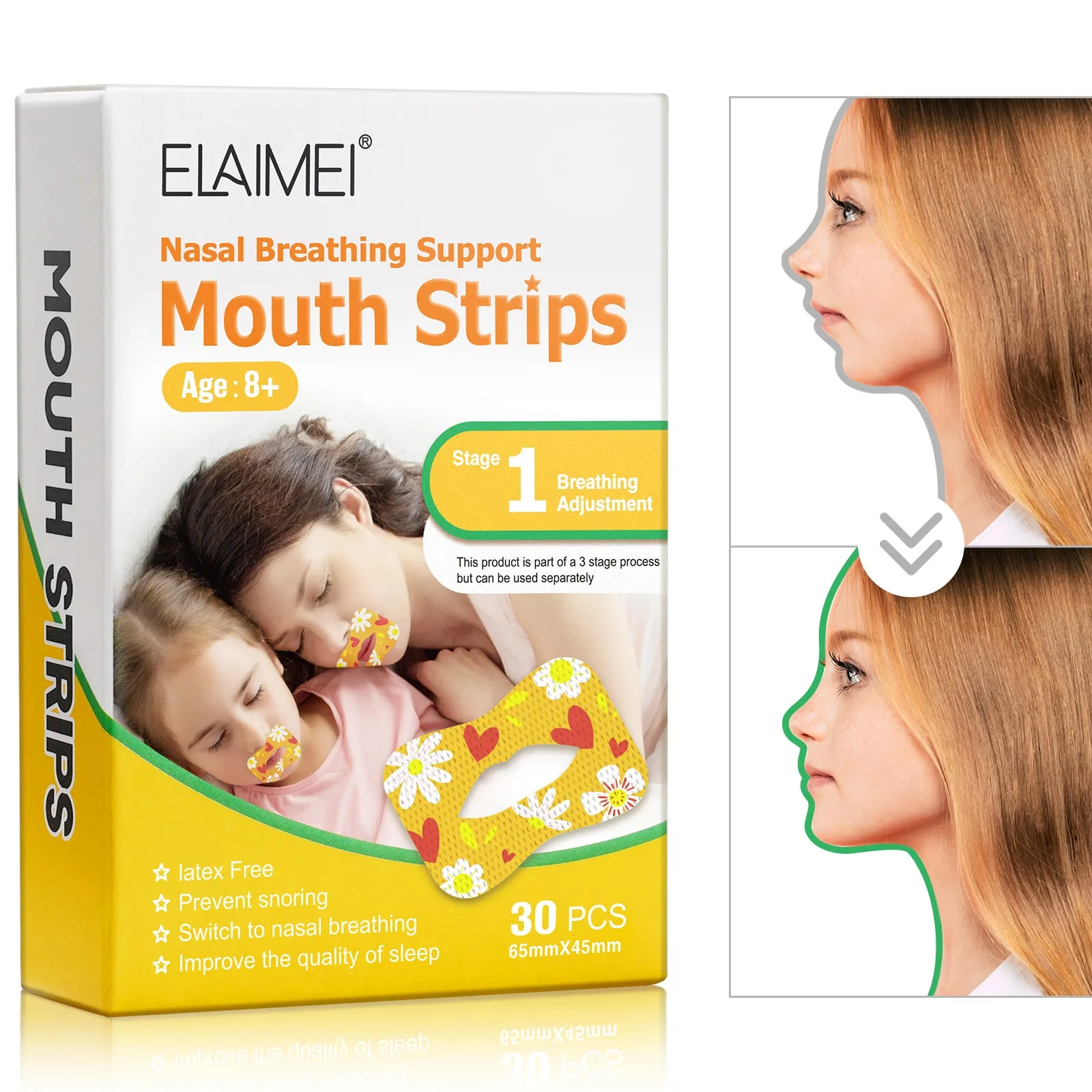 Elaimei Kids Sleep Strips, Nasal Breathing Support