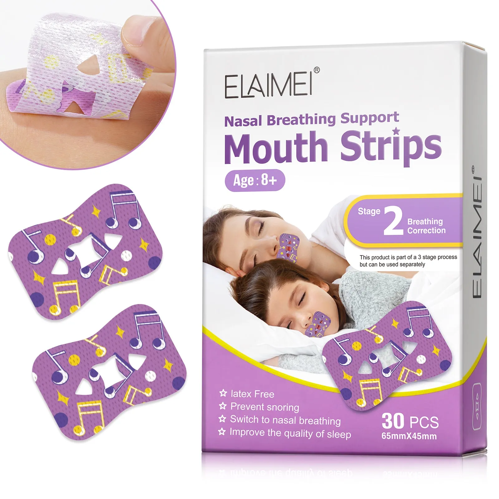 Elaimei Kids Sleep Strips, Nasal Breathing Support
