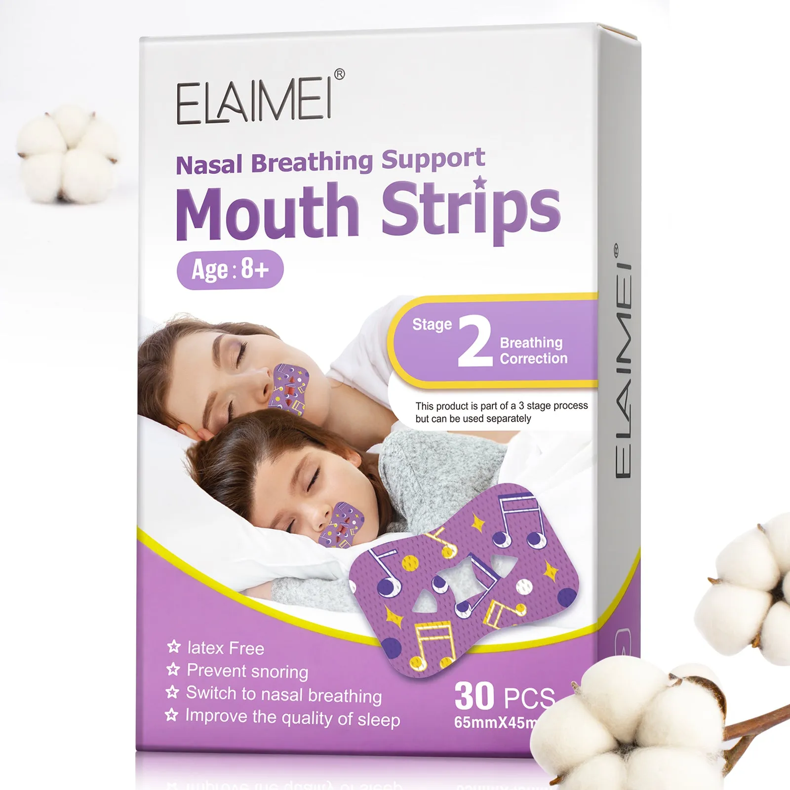 Elaimei Kids Sleep Strips, Nasal Breathing Support