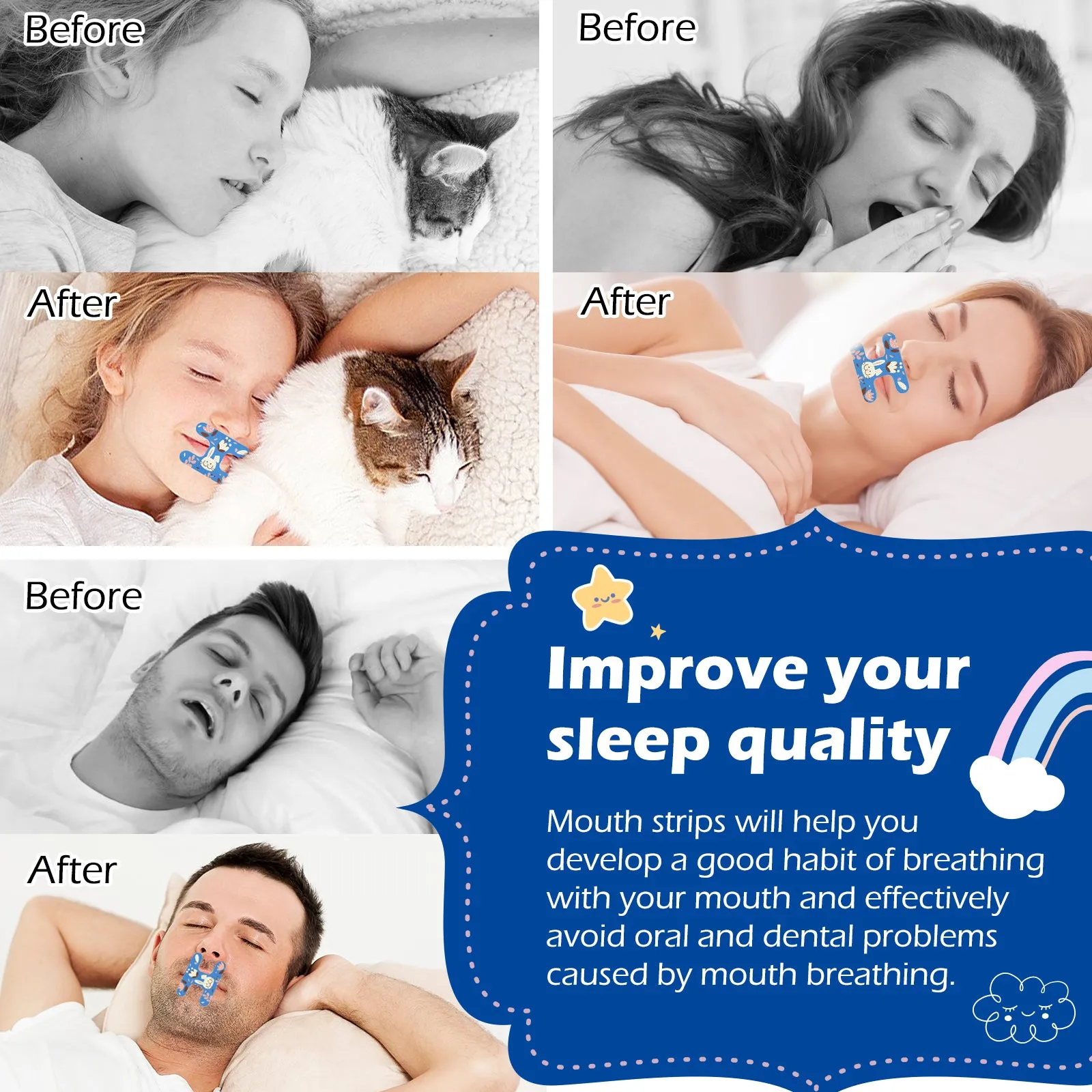 Elaimei Kids Sleep Strips, Nasal Breathing Support