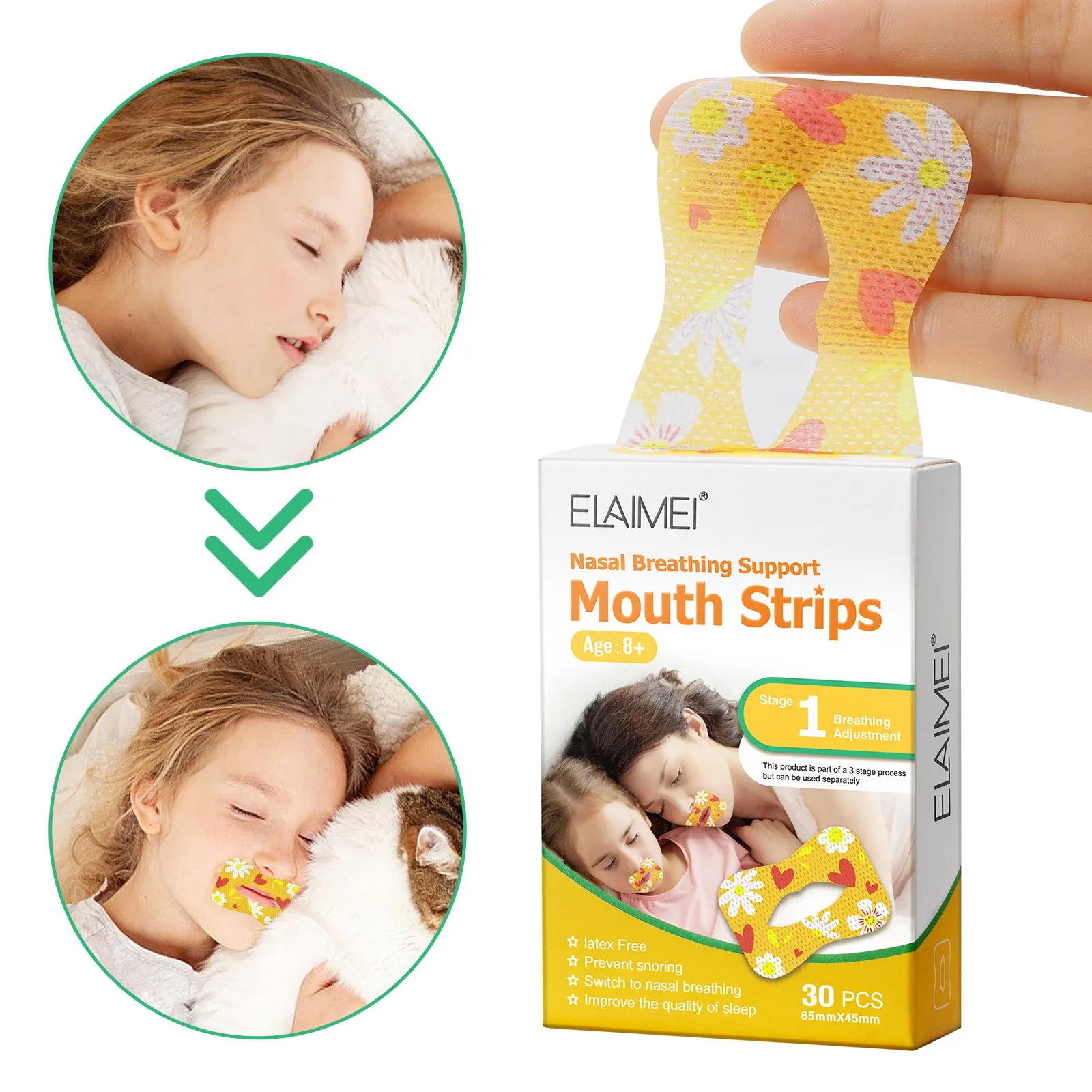 Elaimei Kids Sleep Strips, Nasal Breathing Support