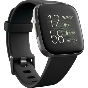 Fitbit - Versa 2 Smartwatch 40mm Aluminum - Black/Carbon with Silicone Band