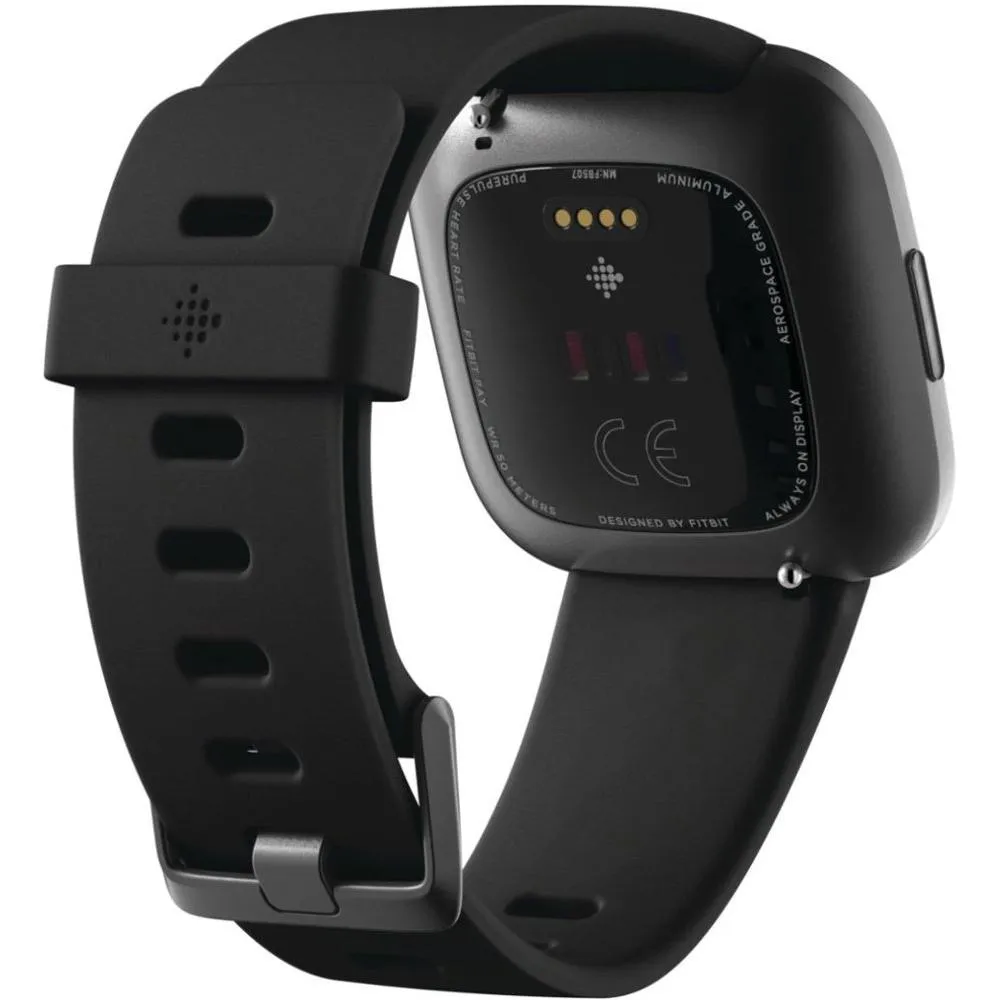 Fitbit - Versa 2 Smartwatch 40mm Aluminum - Black/Carbon with Silicone Band