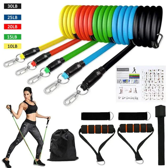 Fitness Pilates Bar Kit Resistance Bands with Ab Roller
