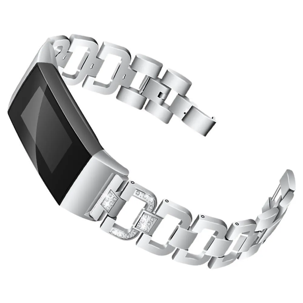 fitness tracker Stainless Steel Diamond Bracelet Watch Replacement Band Strap For Fitbit Charge 3 4 wearable devices smartwatch|Smart Accessories|