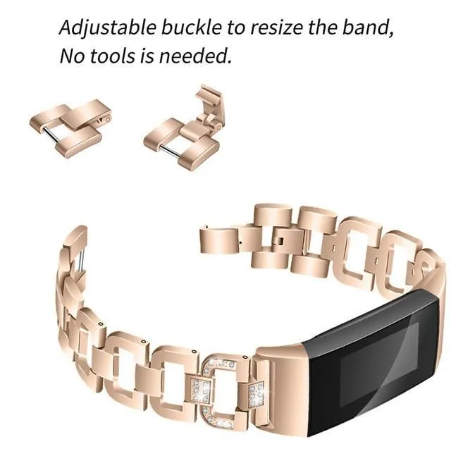 fitness tracker Stainless Steel Diamond Bracelet Watch Replacement Band Strap For Fitbit Charge 3 4 wearable devices smartwatch|Smart Accessories|