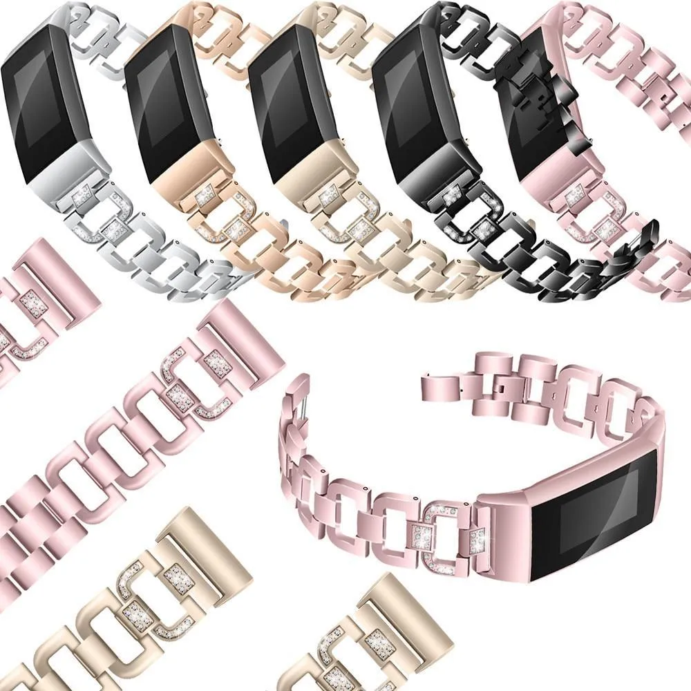 fitness tracker Stainless Steel Diamond Bracelet Watch Replacement Band Strap For Fitbit Charge 3 4 wearable devices smartwatch|Smart Accessories|