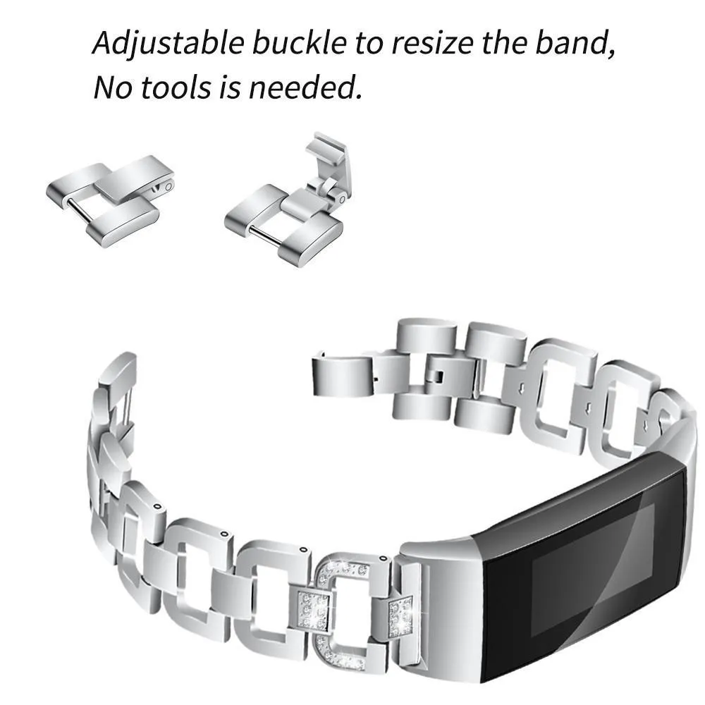 fitness tracker Stainless Steel Diamond Bracelet Watch Replacement Band Strap For Fitbit Charge 3 4 wearable devices smartwatch|Smart Accessories|