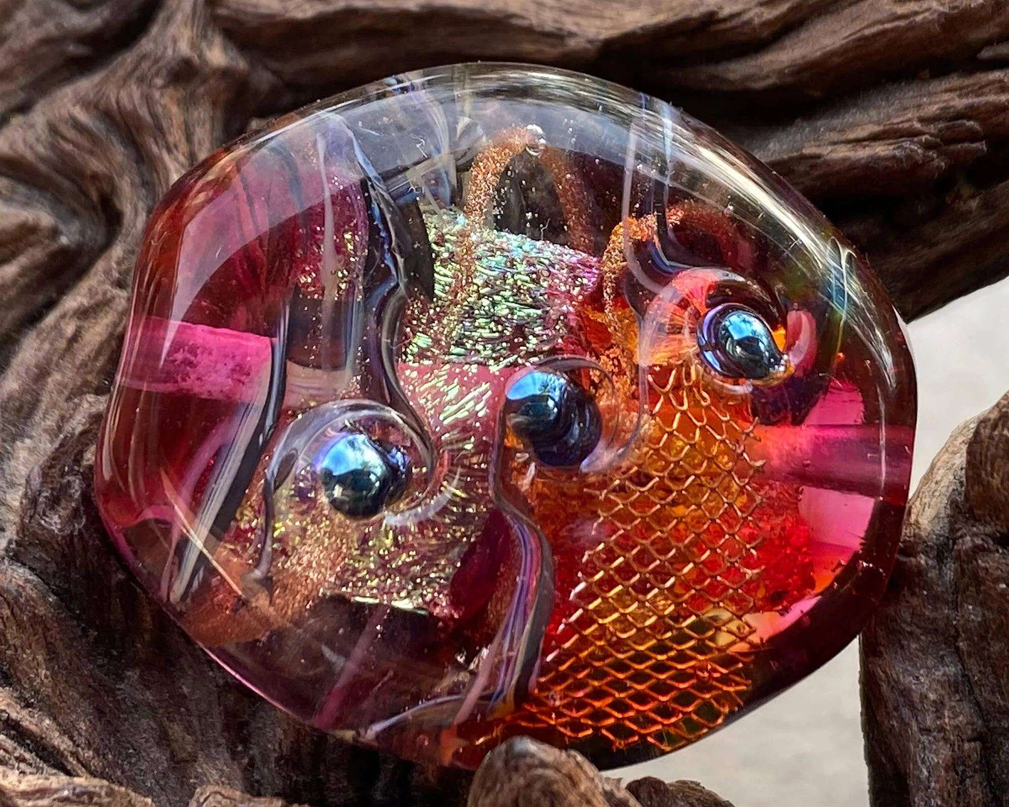 Fuchsia Pink Treasure Lampwork Focal Bead SRA