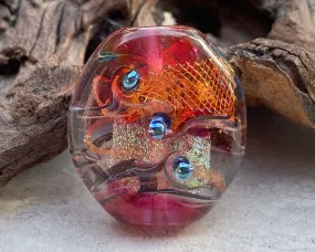 Fuchsia Pink Treasure Lampwork Focal Bead SRA