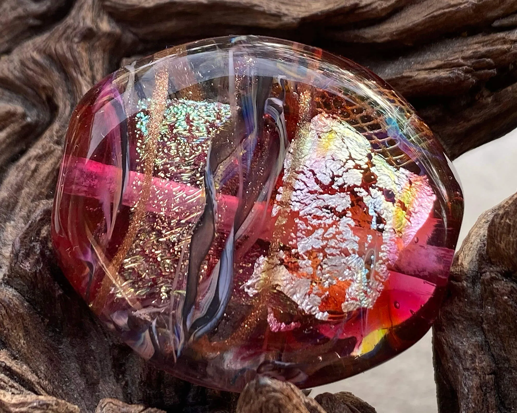 Fuchsia Pink Treasure Lampwork Focal Bead SRA