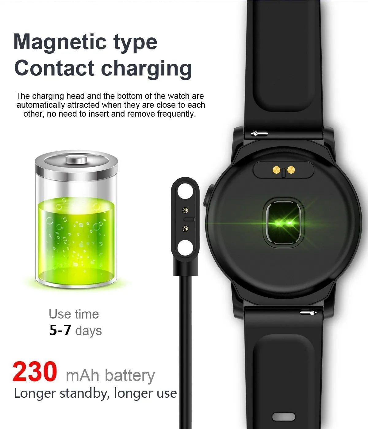 Full HD IPS Circular Screen Band Heart Rate Monitor Sport Mode Fitness Tracker Smart Watch
