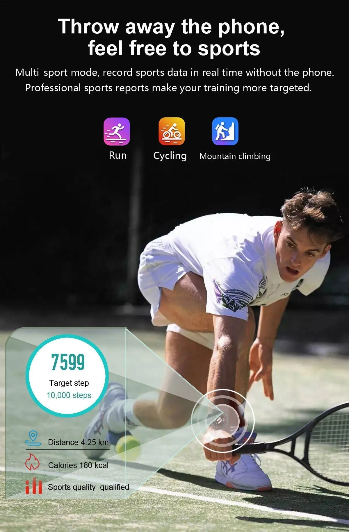 Full HD IPS Circular Screen Band Heart Rate Monitor Sport Mode Fitness Tracker Smart Watch