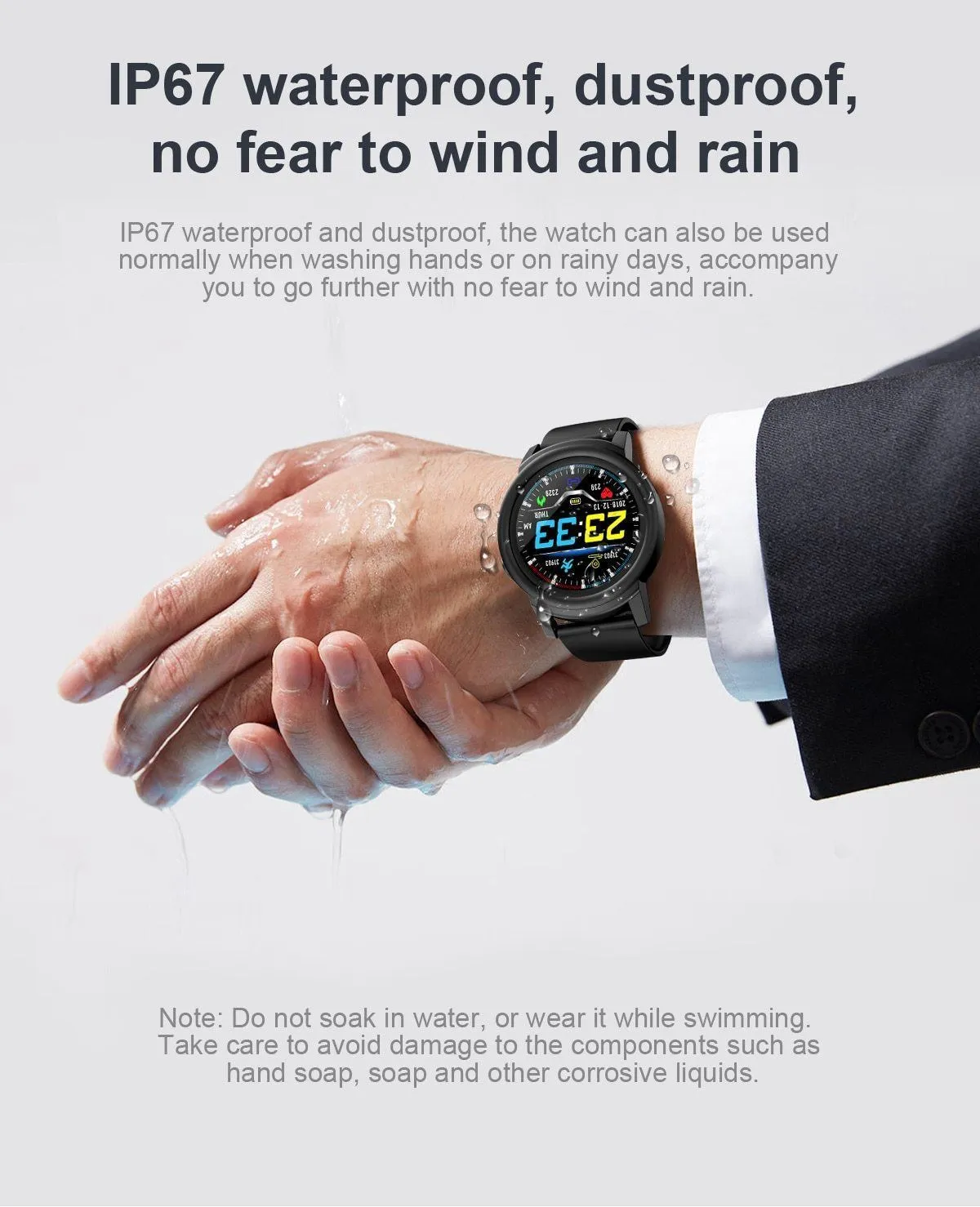 Full HD IPS Circular Screen Band Heart Rate Monitor Sport Mode Fitness Tracker Smart Watch