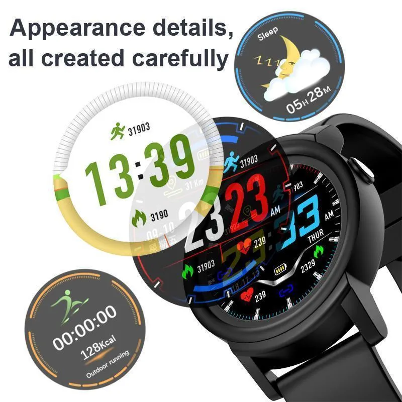 Full HD IPS Circular Screen Band Heart Rate Monitor Sport Mode Fitness Tracker Smart Watch
