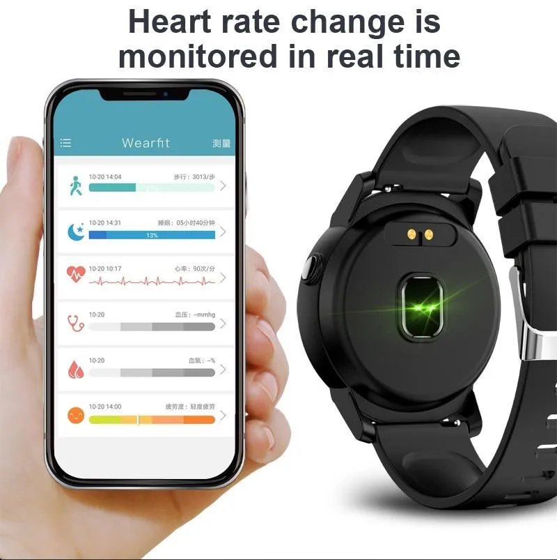 Full HD IPS Circular Screen Band Heart Rate Monitor Sport Mode Fitness Tracker Smart Watch