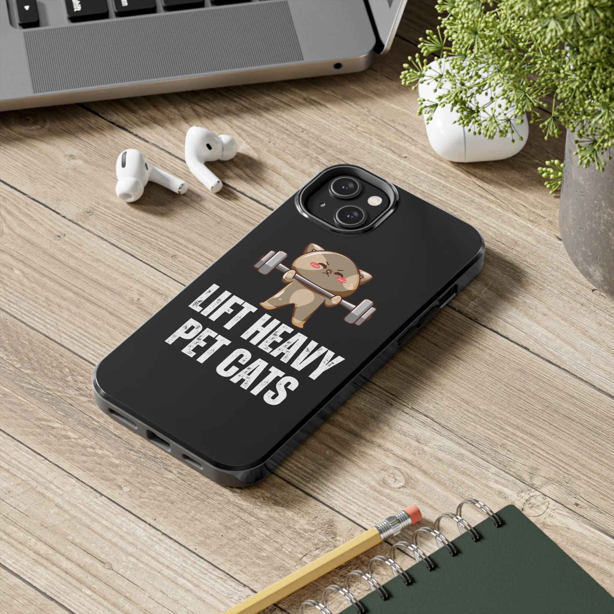 Funny Cat iPhone Case for Gym lover gift for Fitness Lover Cat Lifting Weights Lift HEAVY Pet CATS protective case