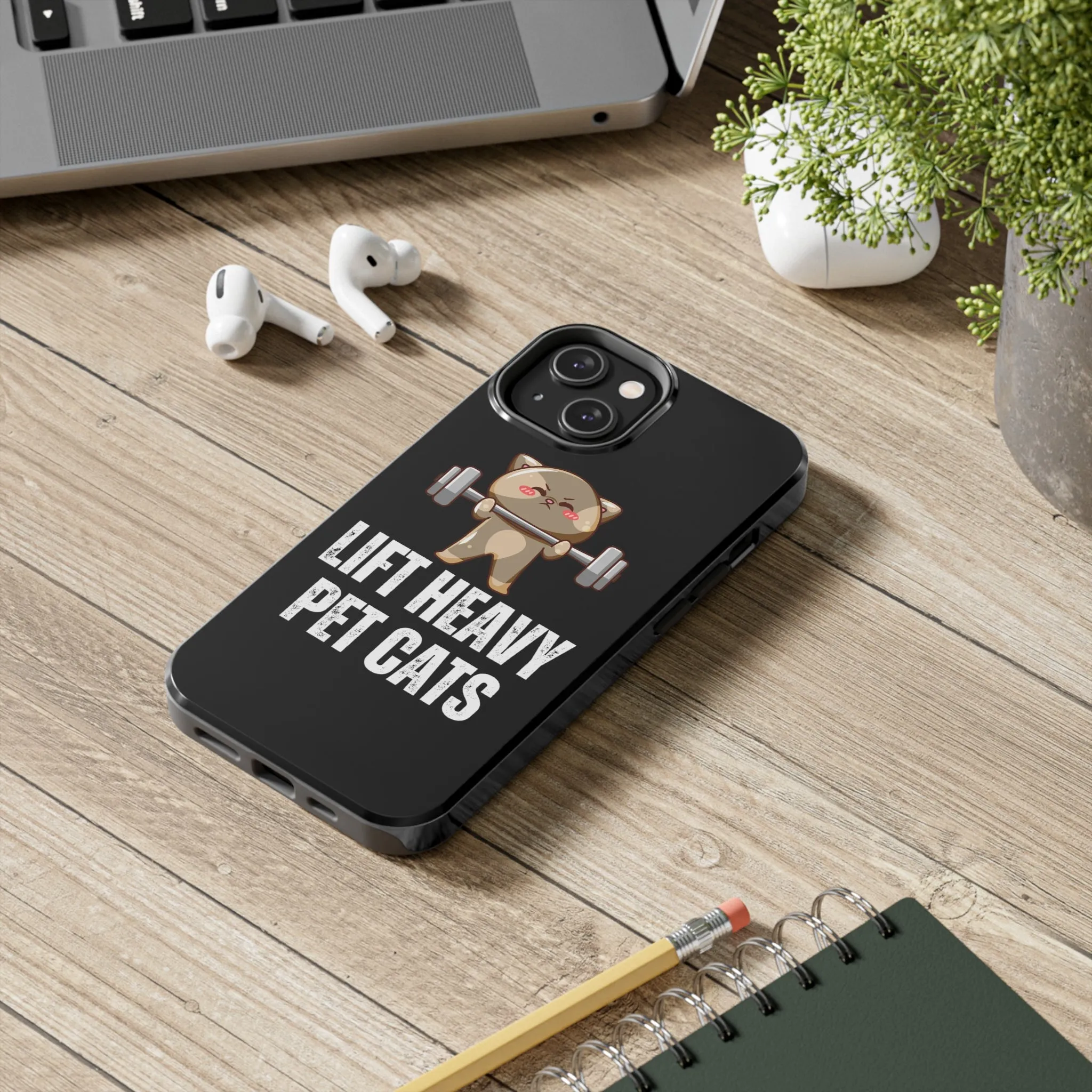 Funny Cat iPhone Case for Gym lover gift for Fitness Lover Cat Lifting Weights Lift HEAVY Pet CATS protective case