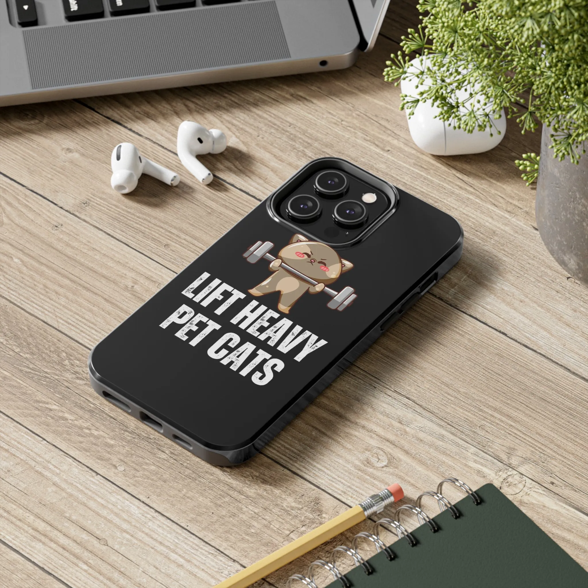 Funny Cat iPhone Case for Gym lover gift for Fitness Lover Cat Lifting Weights Lift HEAVY Pet CATS protective case