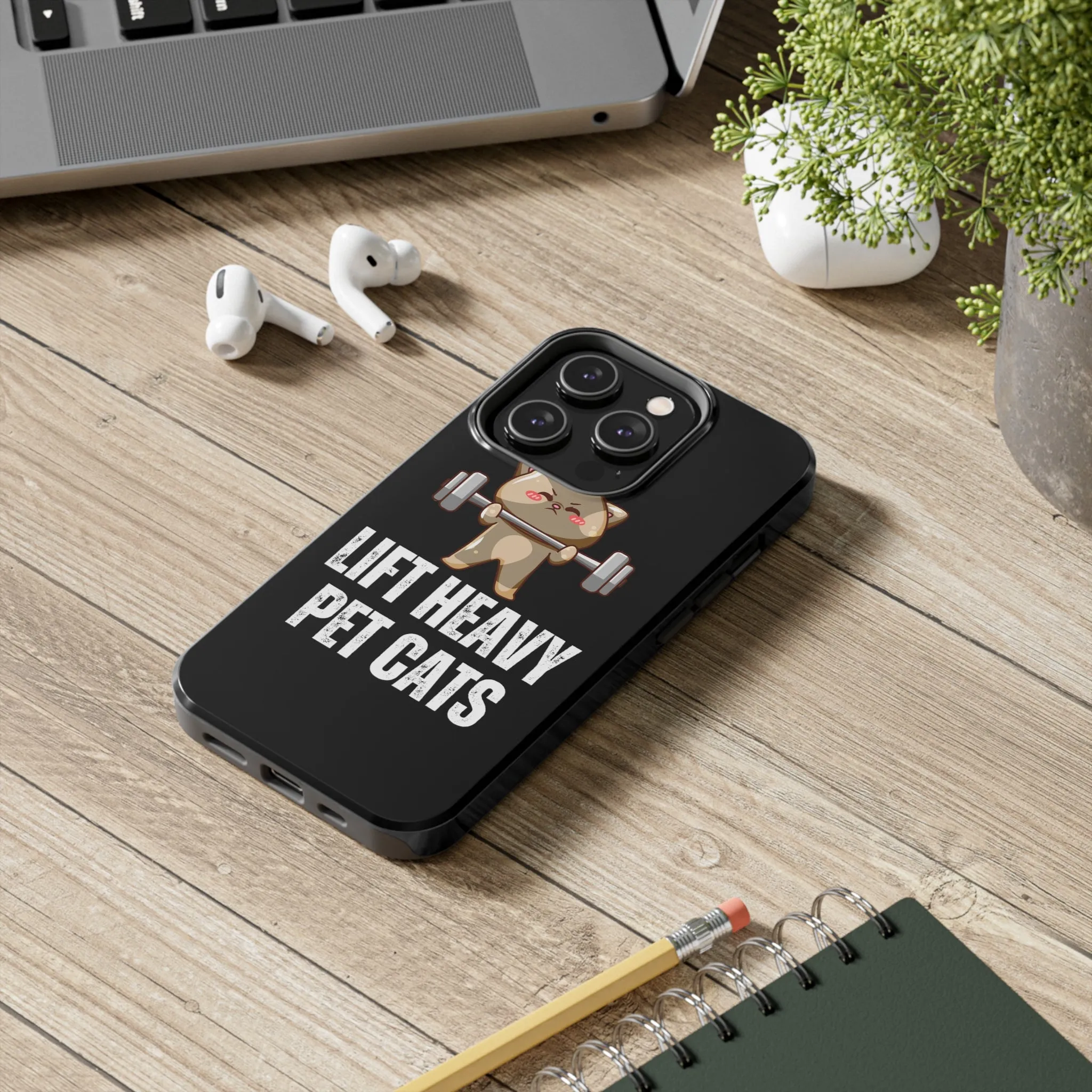 Funny Cat iPhone Case for Gym lover gift for Fitness Lover Cat Lifting Weights Lift HEAVY Pet CATS protective case