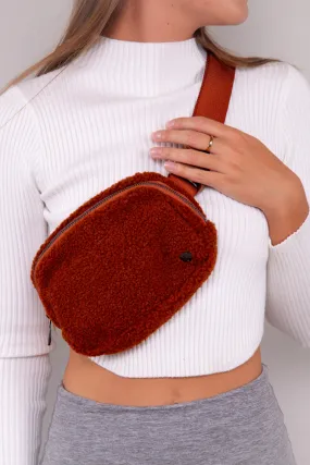 Fuzzy Belt Bag -Brown - FINAL SALE