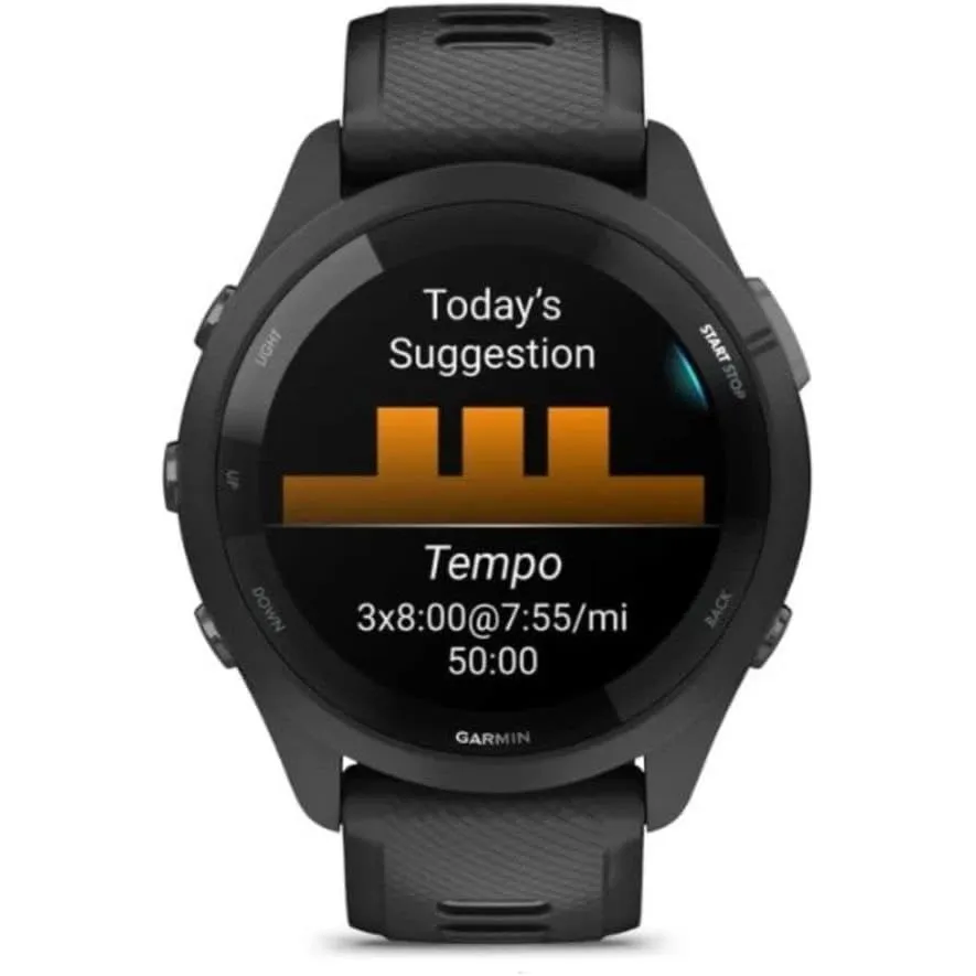Garmin Forerunner 265 GPS Running Smartwatch - Black/Powder Grey