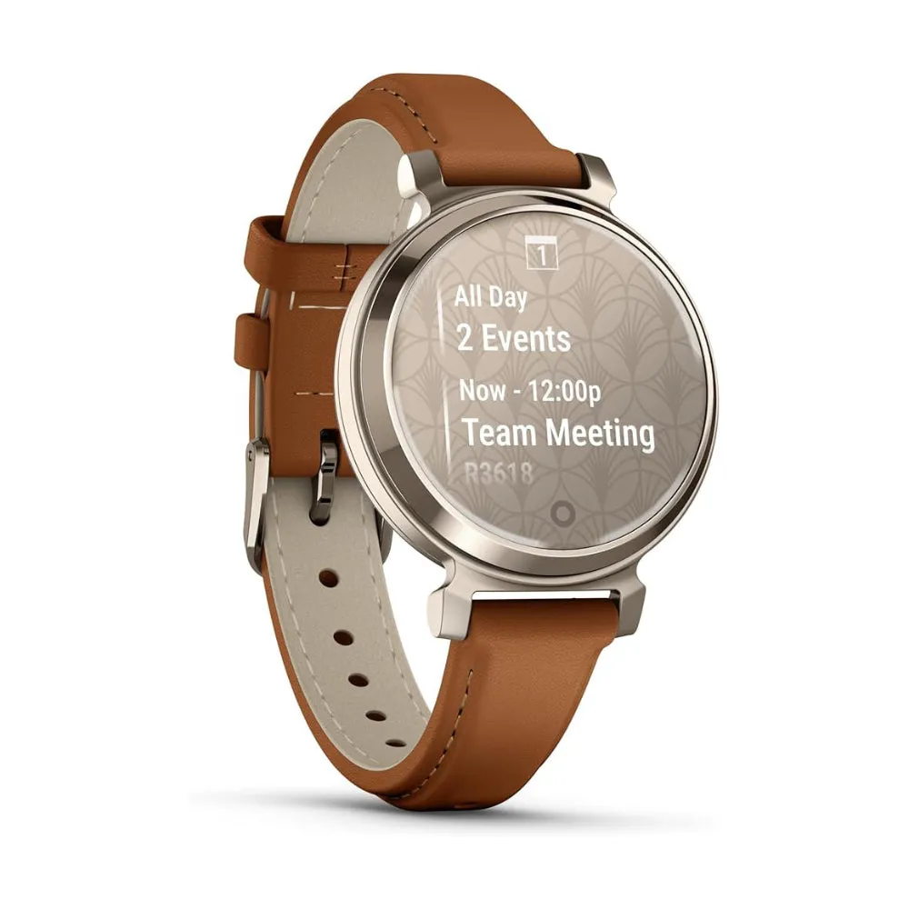 Garmin Lily 2 Women's Tan Metal Hidden Display Patterned Lens Up To 5 Days Battery Life Small And Stylish Smartwatch - 010-02839-02