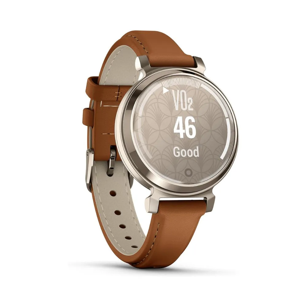 Garmin Lily 2 Women's Tan Metal Hidden Display Patterned Lens Up To 5 Days Battery Life Small And Stylish Smartwatch - 010-02839-02