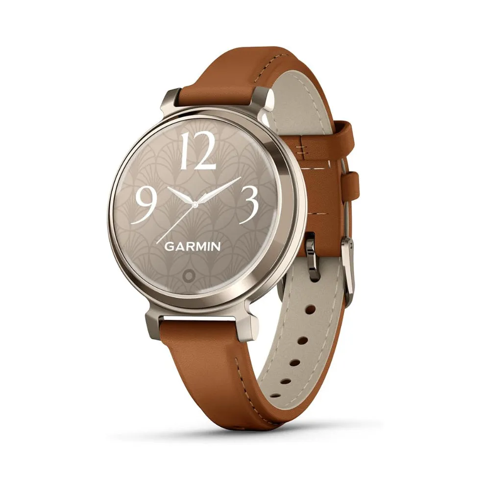 Garmin Lily 2 Women's Tan Metal Hidden Display Patterned Lens Up To 5 Days Battery Life Small And Stylish Smartwatch - 010-02839-02
