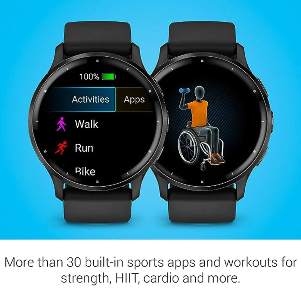 Garmin Venu 3 Black AMOLED Display Silicone Band Advanced Health and Fitness Features Up to 14 Days of Battery GPS Smartwatch - 010-02784-01