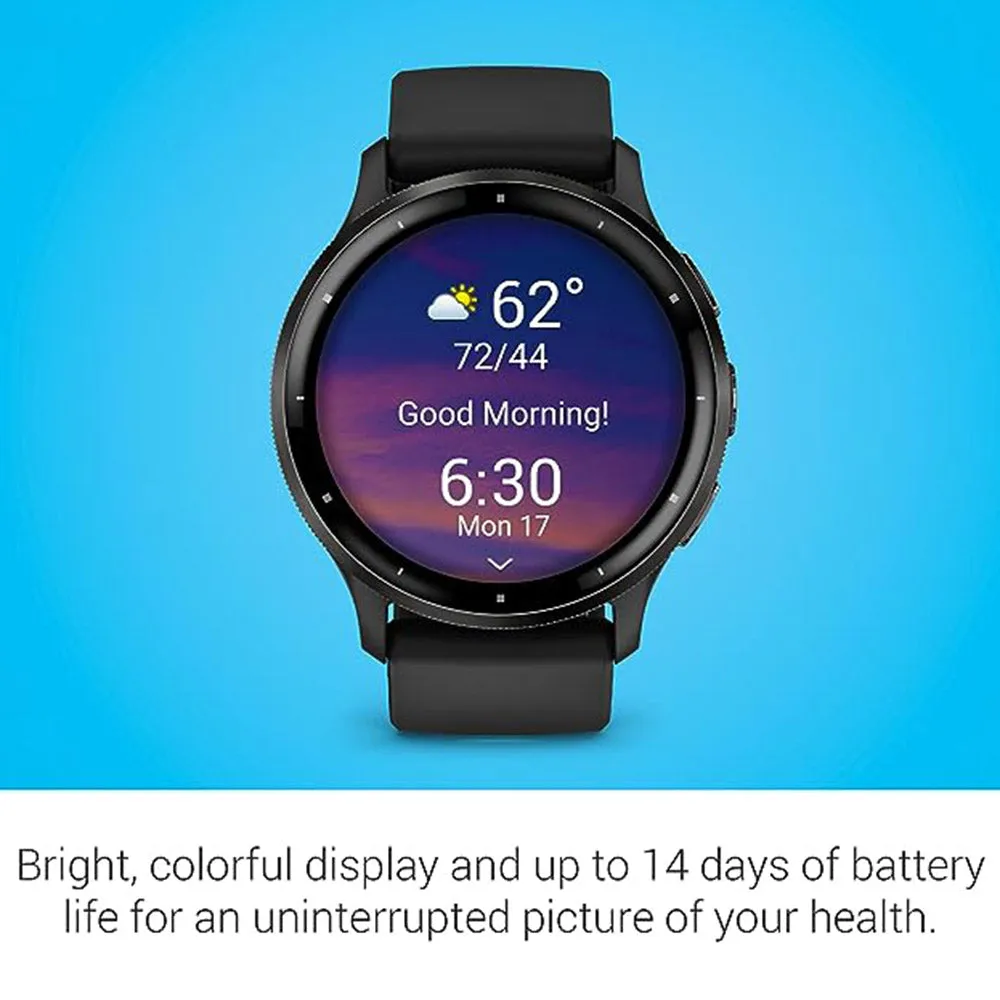 Garmin Venu 3 Black AMOLED Display Silicone Band Advanced Health and Fitness Features Up to 14 Days of Battery GPS Smartwatch - 010-02784-01