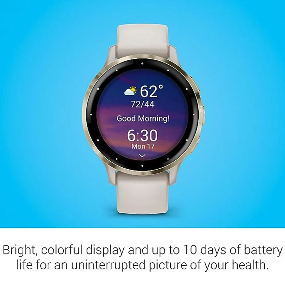 Garmin Venu 3S Ivory Silicone Band AMOLED Display Advanced Health and Fitness Features Up to 10 Days of Battery GPS Smartwatch - 010-02785-04