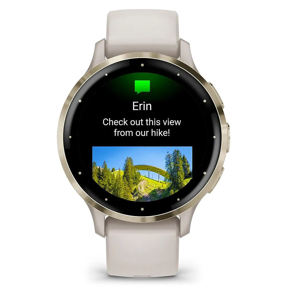 Garmin Venu 3S Ivory Silicone Band AMOLED Display Advanced Health and Fitness Features Up to 10 Days of Battery GPS Smartwatch - 010-02785-04