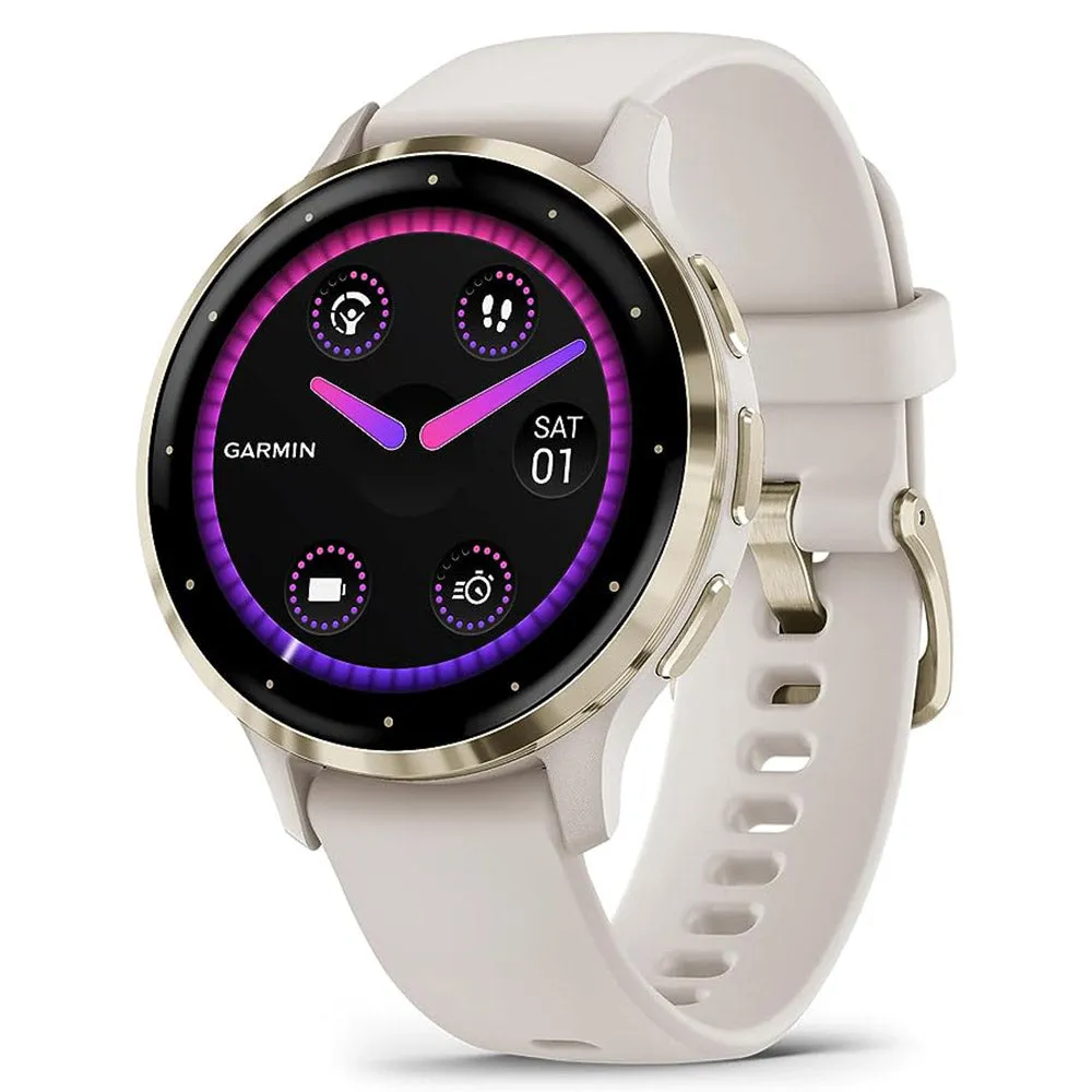 Garmin Venu 3S Ivory Silicone Band AMOLED Display Advanced Health and Fitness Features Up to 10 Days of Battery GPS Smartwatch - 010-02785-04