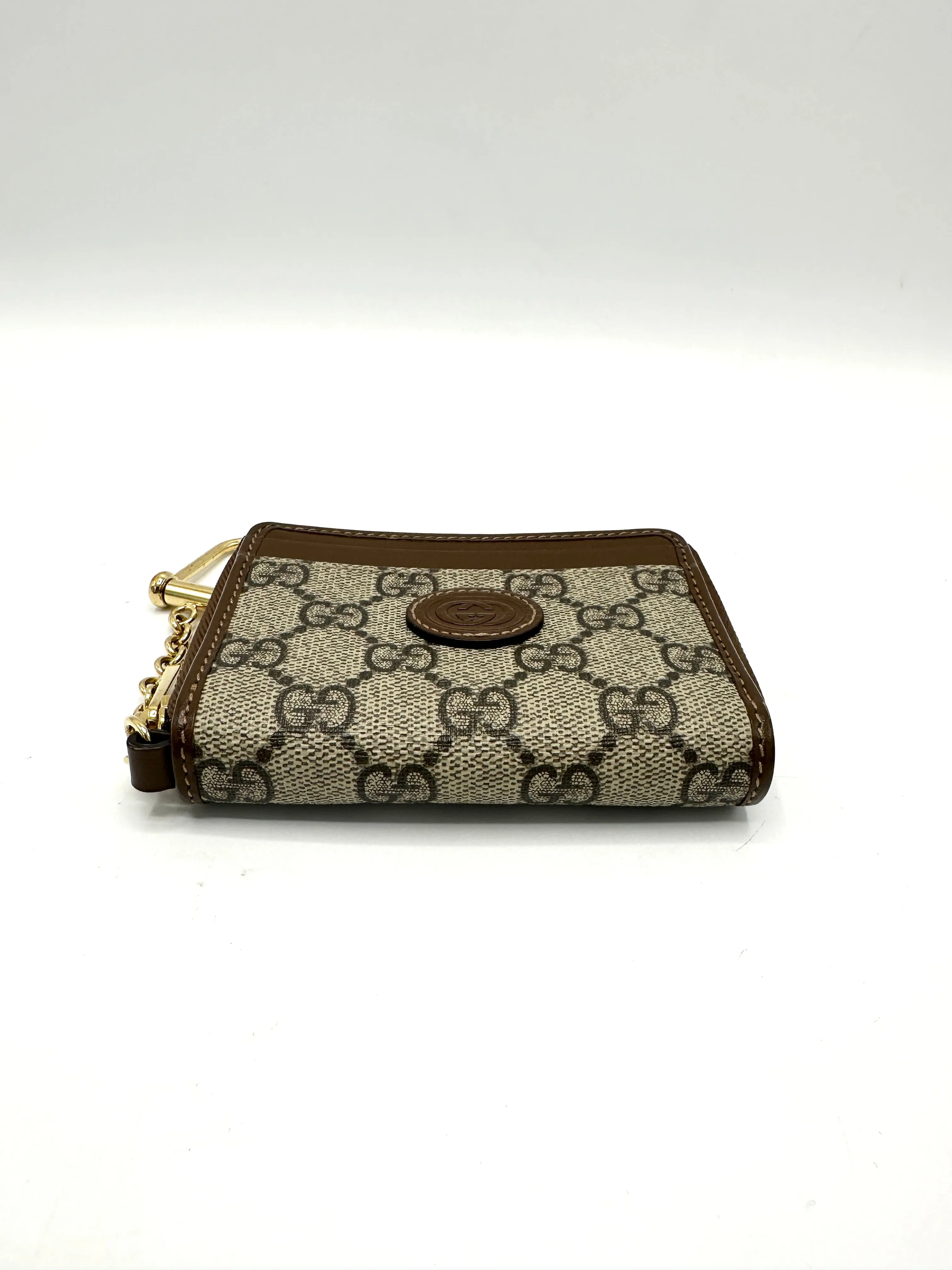 GG Supreme Brown Compact Zippy Wallet
