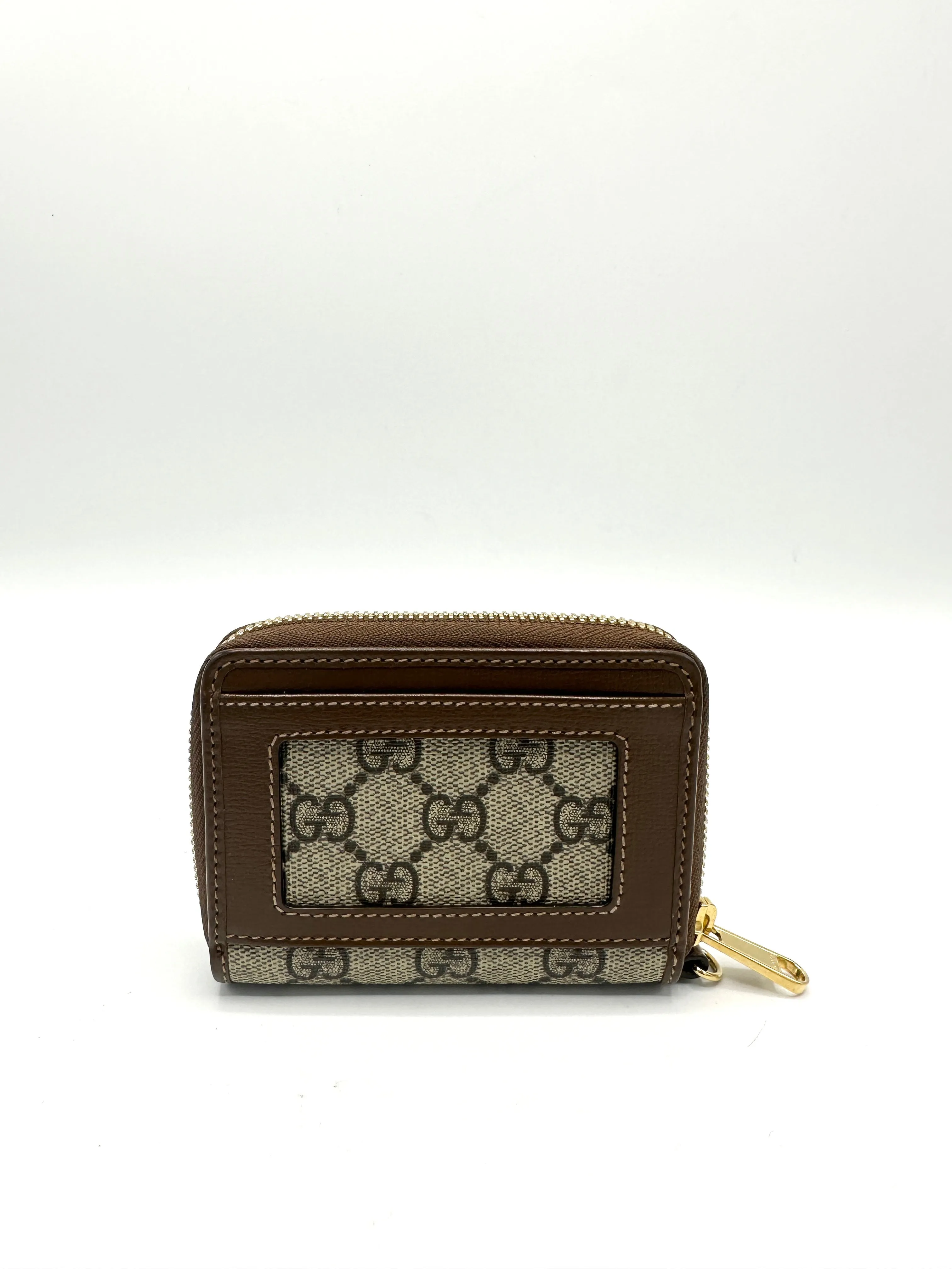 GG Supreme Brown Compact Zippy Wallet