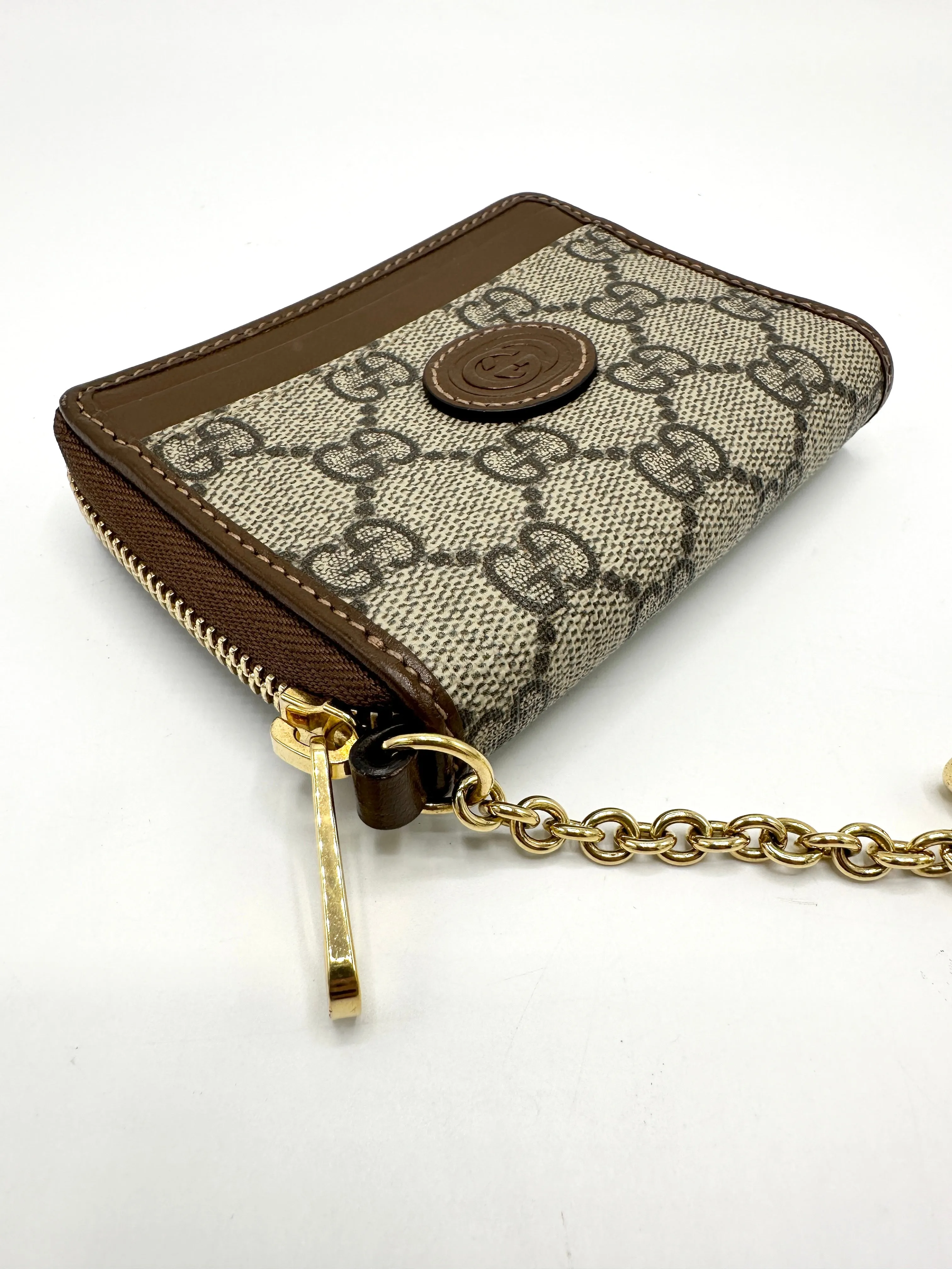 GG Supreme Brown Compact Zippy Wallet