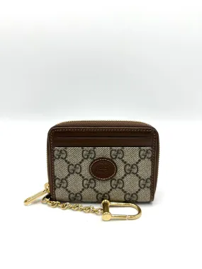 GG Supreme Brown Compact Zippy Wallet