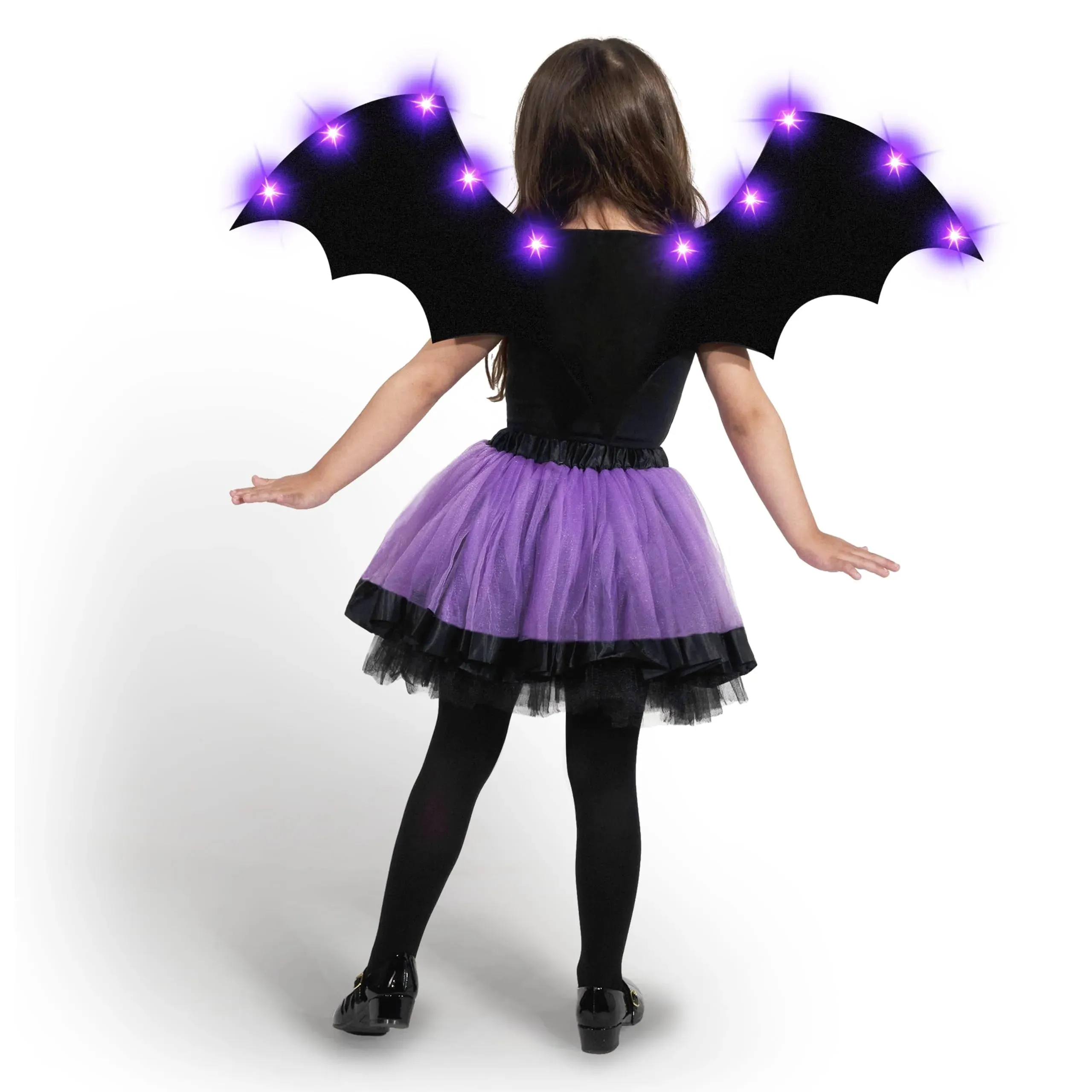 Halloween Black Bat Wings with 12 LED Lights Unisex Vampire