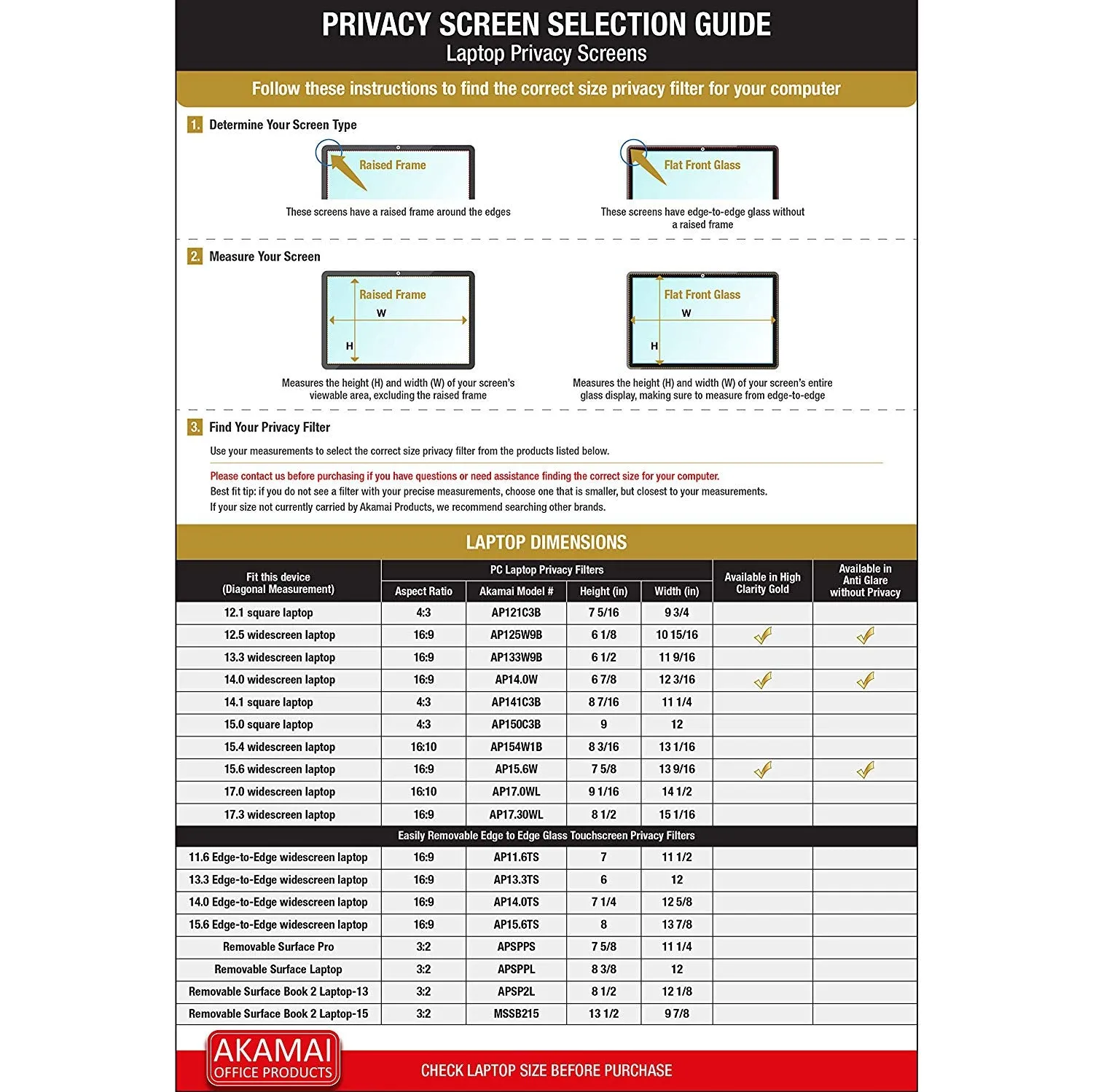 High Clarity Gold 12.5 Inch (Diagonally Measured) Privacy Screen Filter for Widescreen Laptops Anti Glare