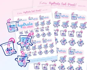 Hydration Emoji Stickers | Cute Water Intake Tracker Stickers | Wellness & Self-Care Planner Stickers | AQUA 003