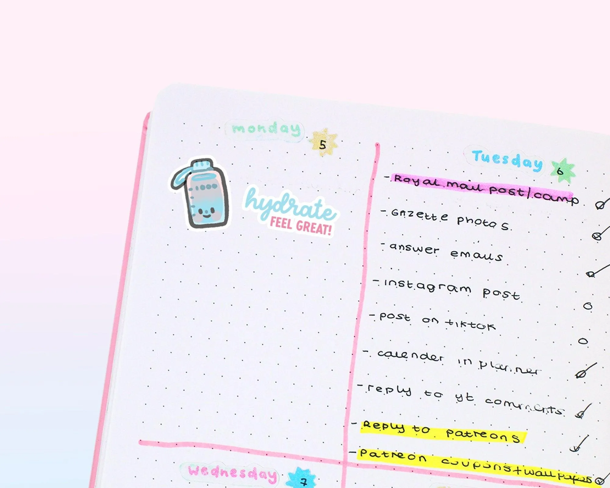 Hydration Water Bottle Stickers | Cute Water Tracker Stickers | Wellness & Self-Care Planner Stickers | WLS009