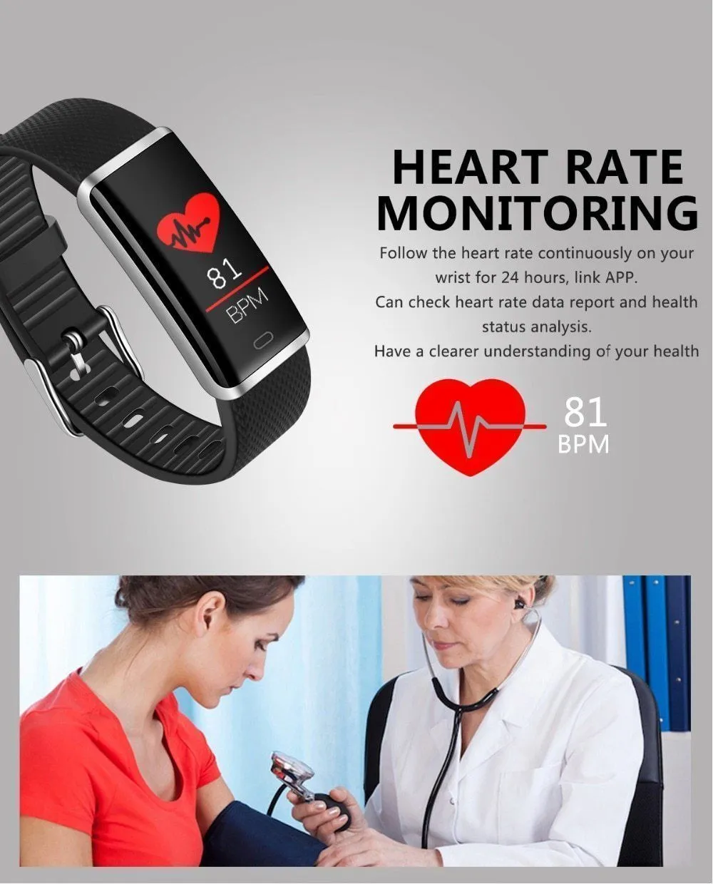 IP67 Waterproof Smart Band Remote Control Blood Pressure Heart Rate Monitor Smart Bracelet For iPhone Android
