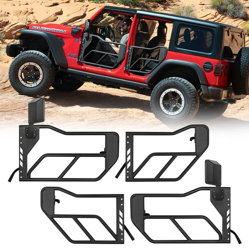 Jeep Tube Doors with Side View Mirror for 2018-2024 Wrangler JL JLU & Gladiator JT | Tough Style
