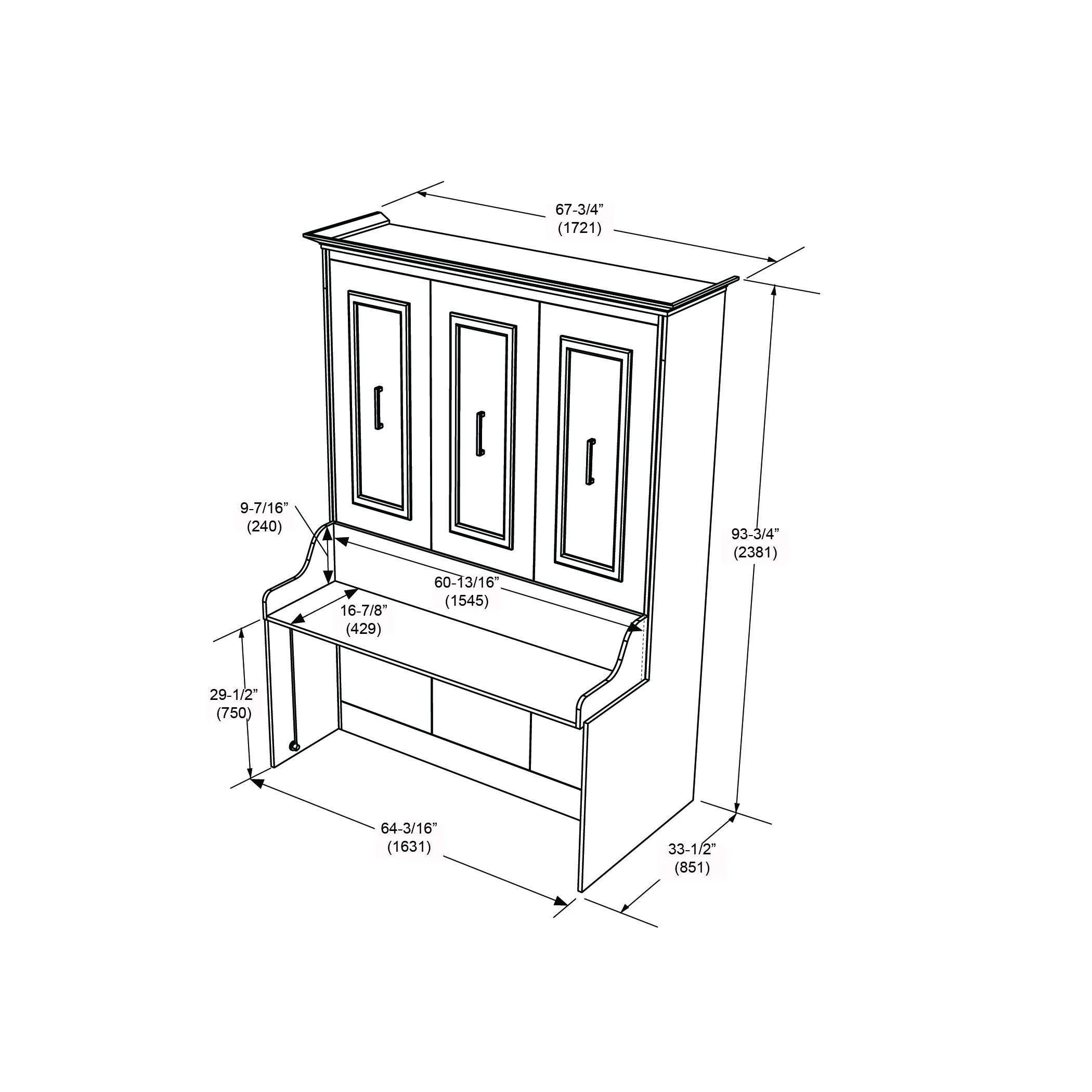 Leto Muro - Alegra Queen Wall Desk Bed with Tower