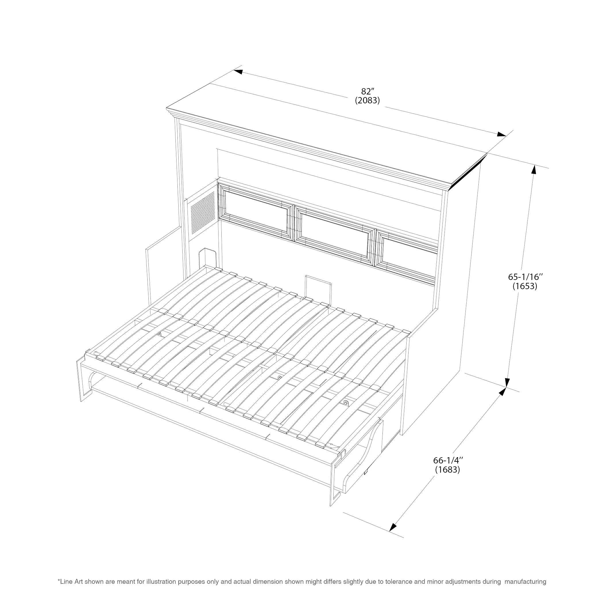 Leto Muro - Full Landscape Wall Bed with Desk in Walnut Finish
